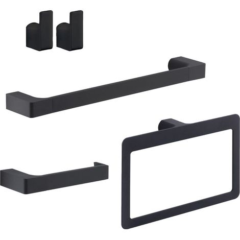 Juego De 4 Piezas De Accesorios De Pared Para El Baño Negro Mate  Giacinto (1/5)