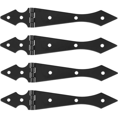 royaluxe - Lot de 4 noir charnières de portail de 10,2 cm, charnières de portail es en bois pour clôture en bois, portail de cour pour terrasses, port (1/5)