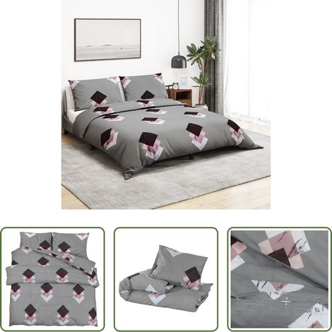 vidaXL Housse de couette 100% coton - Ensemble de housse de couette Gris 260x220 cm Coton (1/5)