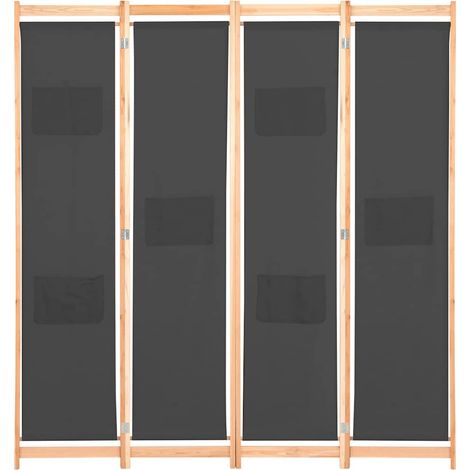 Paravent Cloison de séparation 4 panneaux, Pour Jardin, Balcon, Terrasse Gris 160x170x4 cm Tissu OIB7530E (1/5)