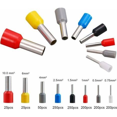 Pince à sertir les fils à quatre voies avec 1200 manchons de câble, adaptée aux fils de 0,25 à 10 mm², outil professionnel pour électricien. (1/3)