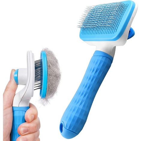 Filiyano – outil de toilettage pour – Brosse de toilettage pour chien et chat (lot x1), peigne autonettoyant pour animaux de compagnie avec manche (1/5)