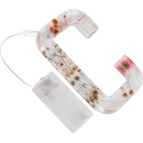 Lettre lumineuse en résine florale, fleurs séchées et forme de lettre, lampe de nuit LED en forme de C pour la décoration intérieure et les fêtes, idéale pour offrir. Forme en C. (1/5)