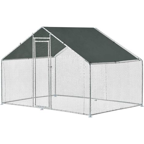 Recinto da esterno gabbia voliera per animali con serratura telaio in acciaio zincato 3 x 2 x 2 m argento verde scuro 030005140