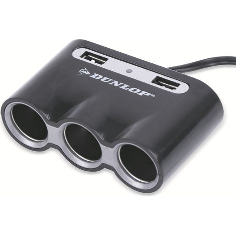 DUNLOP Zigarettenanzünder-Verteiler, 12/24V, 3-fach, 2xUSB-Port (1/2)