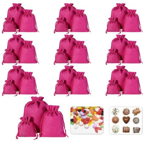 Set di 30 sacchetti in lino con coulisse, disponibili in 3 misure (10 sacchetti per misura). Sacchetti regalo/contenitori in lino. Piccoli sacchetti in tessuto. (1/5)