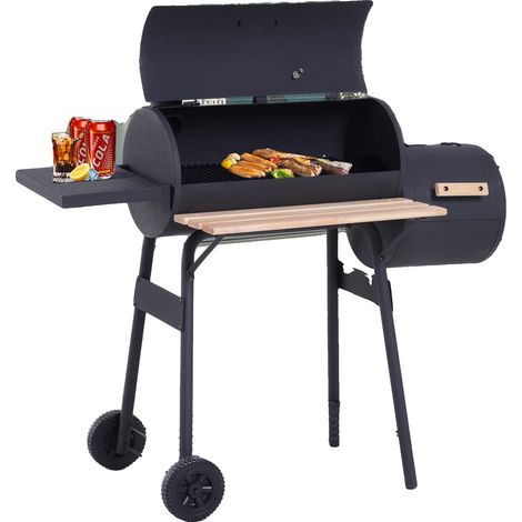 Parrilla de carbón, ahumador 3 en 1, termómetro incorporado, color negro. (1/5)