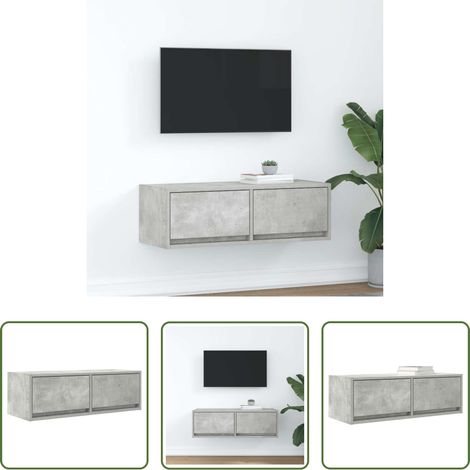 Armoire tv - Meuble TV gris béton 80x31x25,5 cm bois d'ingénierie (1/5)