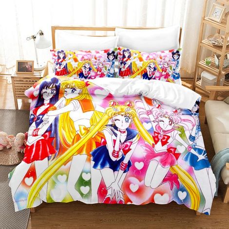KLVGTIFS PU - 3 Pièces Housse de Couette,Housse de Couette 140x200cm +2 Taies d'oreiller 65x65cm en Microfibre Super Douce Animé-04 (1/5)