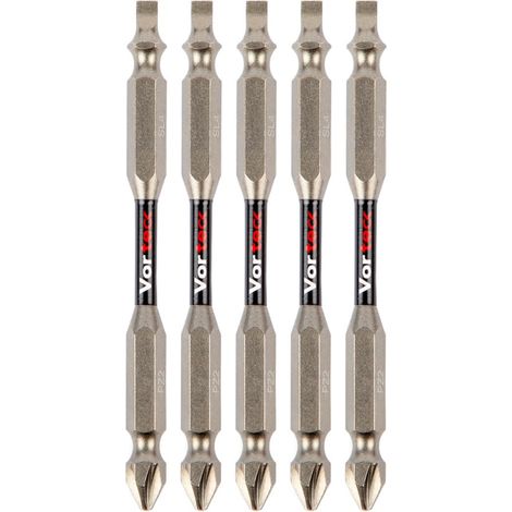 Embouts de Vissage à Impact Double Embout PZ2 SL4 Plat, 90 mm, Set pour Visseuse à Chocs, 1/4 pouce Hex Quick Lock, Pointe Magnétique, Zone de Torsion, Lot de 3 (1/5)