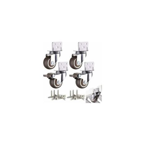 4 ruedas pequeñas para muebles, 32 mm, giratorias, para mesa de centro o armario, capacidad de carga de 60 kg, con freno y placa de montaje, TRIMEC - Crezuo (1/4)
