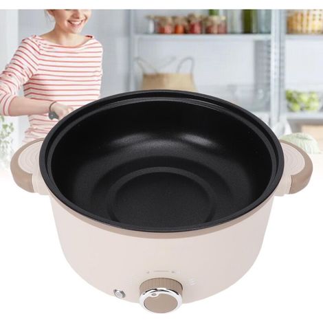 Casserole Électrique Multifonction 3L Antiadhésive avec Panier de Cuisson à la Vapeur et Protection Anti-Brûlures, Puissance 800W, Aluminium Allié ABS, 220V EU Plug