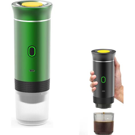 Cafetière Expresso Portable - 12V Rechargeable - ABS Et Inox - Compatible K-Cup Et Moulu - Pour Camping Et Voiture - Vert (1/5)