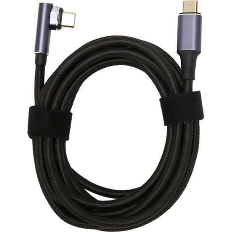 Câble USB-C vers USB-C multifonction 8K 60 Hz haute vitesse 20 Gbit/s PD 100 W, charge rapide USB 4.0, câble de données magnétique, 2 m (78,7 pouces), coude moyen (1/5)