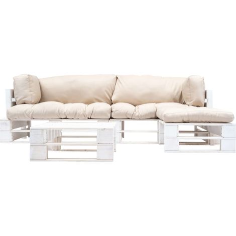 Maison Exclusive - 4-tlg. Paletten-Lounge-Set mit Kissen in Sandf (1/3)