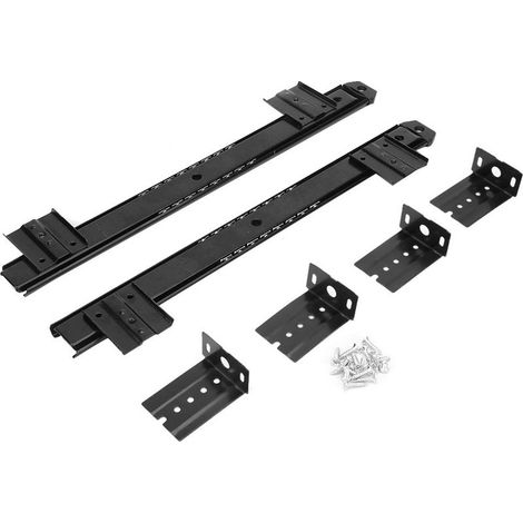 2 supports de rail coulissants pour clavier d'ordinateur de bureau en acier laminé à froid épais (noir) (1/5)