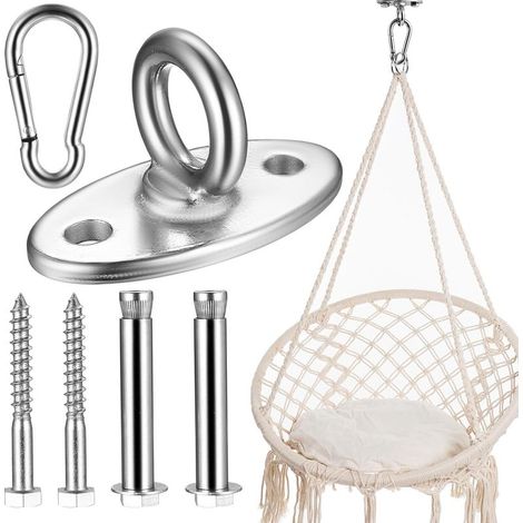 Crochet de plafond pour charges lourdes, plaque oculaire en acier inoxydable, crochet de balançoire pour poutres en bois, plafond en béton (1/5)