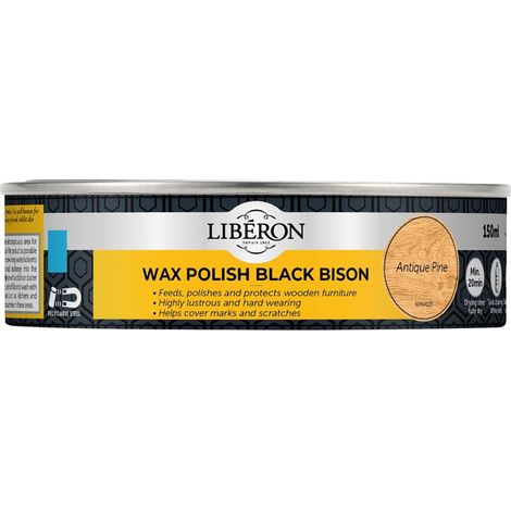 Liberon Black Bison Wax Paste for Antique Pine - 150ml, Rich Black Finish for Furniture and Wood Restoration (1/2)