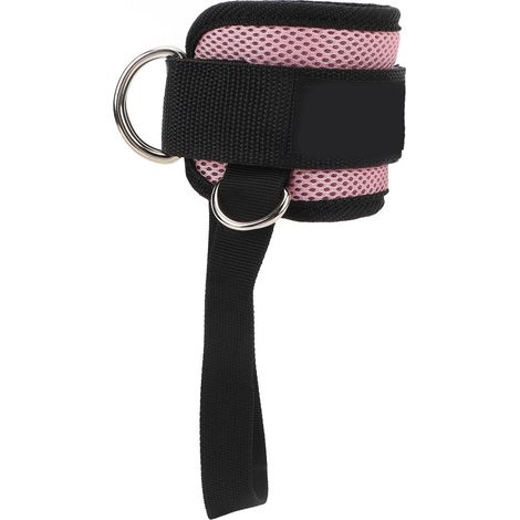 Sangle de cheville ajustable et sécurisée, polyvalente, pour machine à câbles de musculation (rose). (1/5)