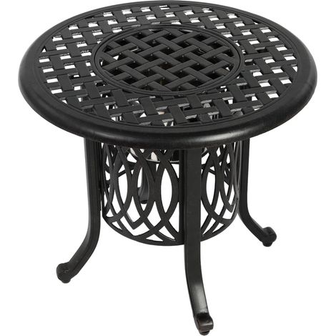 Table d'appoint extérieure en aluminium avec seau à glace, diamètre 55 cm, pieds réglables, couleur bronze (1/5)