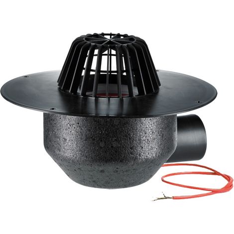 Horizontaler Dachablauf DN75 mit PP-Kragen, beheizbar (10-30W/230V)