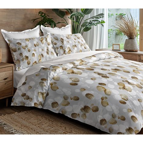 Parure de draps 4P "Louna" lit 140 x 190 Galet Gold Coton Pur