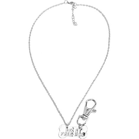 Alliage propriétaire et animal de compagnie paire os de chien 2 épissage collier étiquette chaîne pendentifs fendus argent blanc mot épissure pendentif ensemble (1/5)
