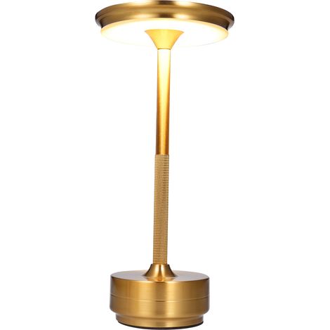 GROOFOO Modern Minimalist Metal Table Lamp Touch Control LED Desk Lamp Cordless Bedside Nightstand Lamp 3 Light Colors Stepless Dimmable Rechargeable for Bar Restaurant Coffee Shop Bedroom (1/5)