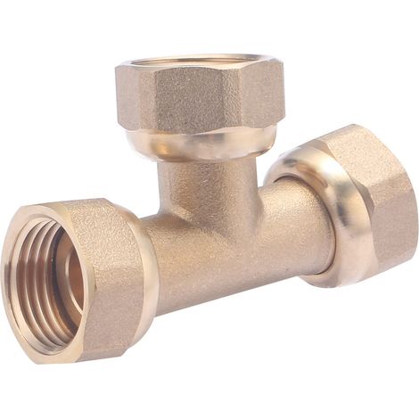 Noyon & Thiebault – Té femelle écrou libre laiton 15x21 (1/2) – Raccord triple pour circuits d'eau potable et chauffage – Pression 10 bar