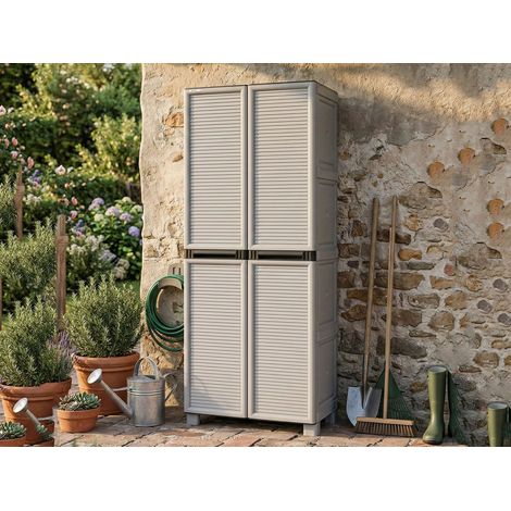 Dmora Mehrzweckschrank für den Außen und Innenbereich, 1 türiges Schrank und 3 Polypropylen Regale, 100% Made in Italy, 70x39h172 cm, hellgraue Farbe (1/4)