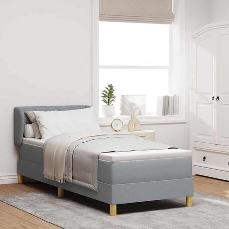 Boxspringbett mit Matratze Hellgrau 80 x 200 cm Stoff