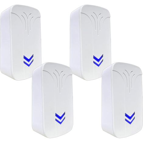 Lot de 4 répulsifs à ultrasons électroniques contre les moustiques, les insectes, la lutte contre les rats, pour l'intérieur, anti , mouches, souris, araignées 10x5.8x4.5cm (1/5)