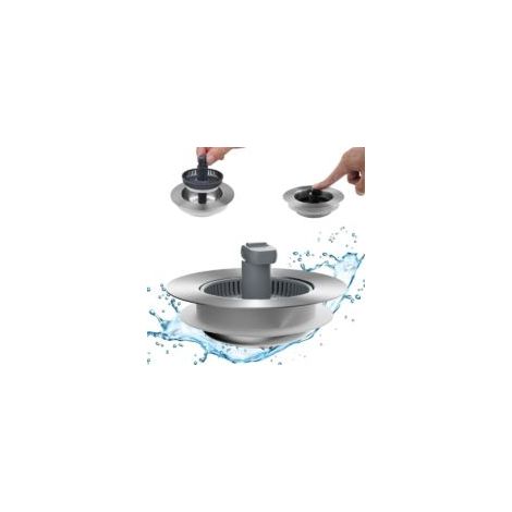 Verbessertes 3-in-1-Küchenspülen-Sieb- und Stöpsel-Set, Edelstahl-Pop-Up-Spülenstöpsel, Anti-Verstopfungs-Sieb mit Klappgriff, passend für Standard-Abflüsse in den USA – Crezuo
