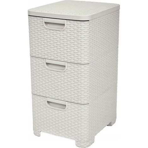 CURVER Tour de Bureau 3 Tiroirs de 14L, Style - Tour de Rangements Pratique pour Outils, Linge, Papiers & -3x14L - 37,8x32,8x60 cm - Ivoire (1/3)