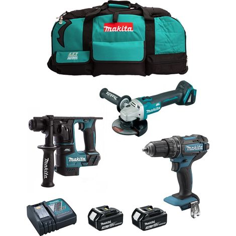 MAKITA Kit MK305 (DHP482 + DHR171 + DGA504 + 2 x 3,0 Ah + DC18RC + LXT600) (1/5)