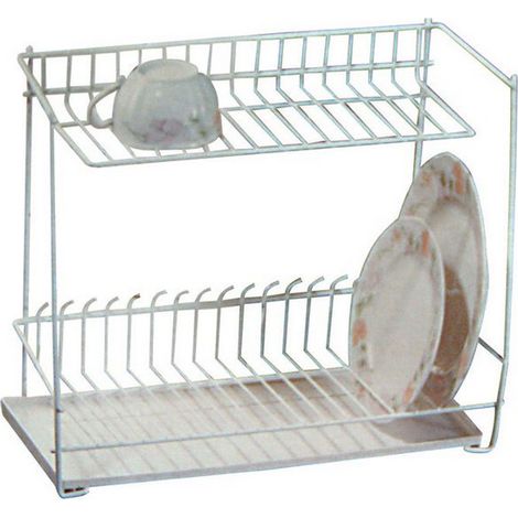 Panier égouttoir d'évier 2 étages – Fil plastifié LDPE – 16 compartiments – Dimensions 44 x 22 x 36 cm – Fabriqué en Italie – Metaltex (1/4)