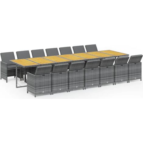 Maison Exclusive - Set da Pranzo da Giardino 15 pz con Cuscini Grigio Polyrattan (1/5)
