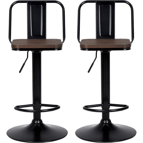 Set of 2 Kitchen Adjustable Bar Stool Dining Chair (1/5)