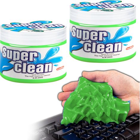 Pâte À Nettoyer - Gel Réutilisable Pour Clavier Et Vents De Voiture - 6 X 8,5 Cm - Bleu Jaune Vert - 2 Pièces (1/5)