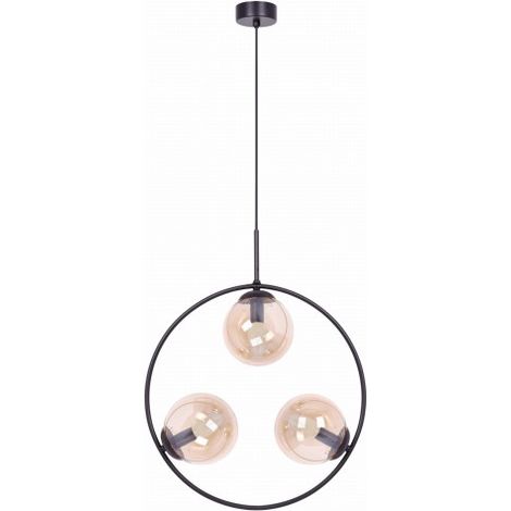Lustre moderne 3 globes ambre noir 50cm Kaja VENTA