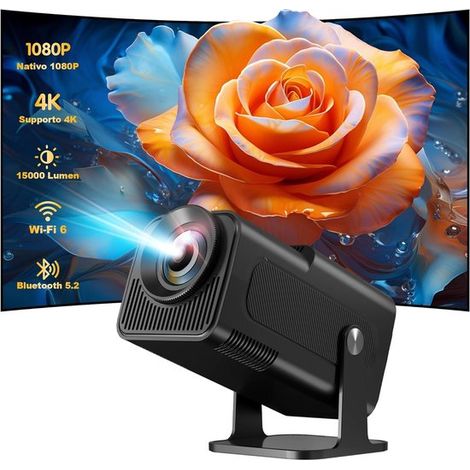 Mini-4K-Heimkinoprojektor mit Android 11.0 – 500 ANSI Lumen – Wi-Fi 6 und BT 5.2