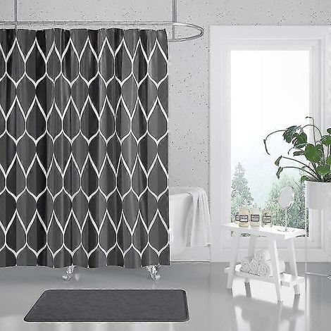 Wasserdichter Duschvorhang aus Polyester, 180 x 200 cm, Badezimmerdekoration, maschinenwaschbar (1/5)