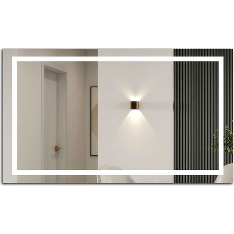 OCEAN Specchio da bagno 120x70cm con LED,3 colori,Dimmerabile, Antiappannamento,Memoria,IP44, Vetro HD (1/5)