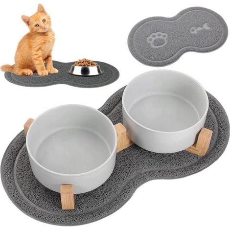 Antirutschmatte für Hunde- und Katzennäpfe – 45x25 cm – Schützt den Boden und hält das Futter sauber – Design mit Pfotenabdrücken un