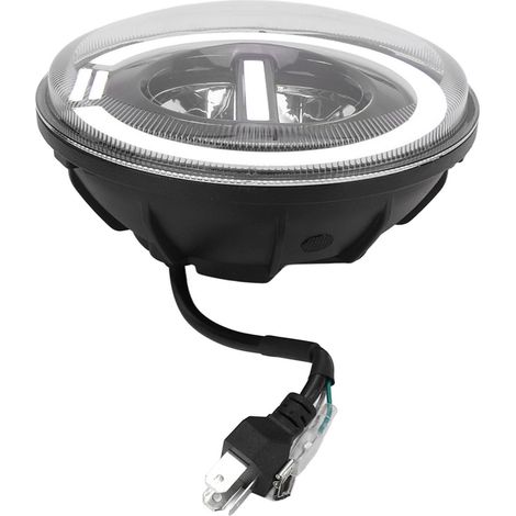 Runder 7-Zoll-LED-Motorradscheinwerfer, Angel-Eye-Design, IP67 wasserdicht, 12–80 V, universell einsetzbar, zweifarbige Beleuchtung (rot und gelb) (1/5)