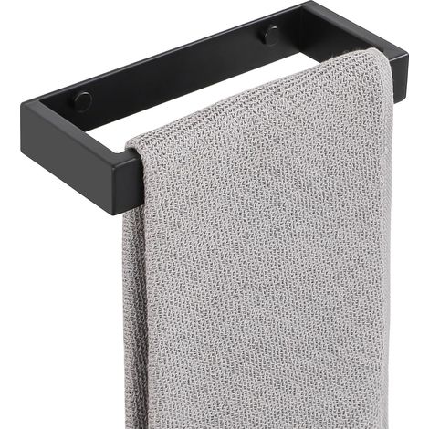1 Porte-Serviettes Mural, Acier Inoxydable SUS304, Montage Adhésif Ou À Vis, 20CM Noir Mat, Pour Salle De Bain Et Cuisine (1/5)