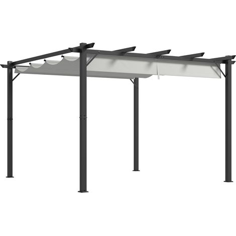 3 x 3(m) Aluminium Pergola Canopy Gazebo Awning Outdoor Garden Sun Shade Shelter Marquee Party BBQ, Light Grey