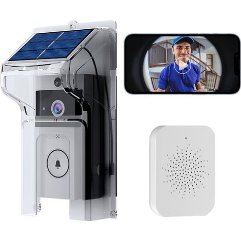 Sonnette sans fil avec caméra – Vision nocturne infrarouge jusqu'à 6m – Batterie rechargeable 3600 mAh – Application mobile et fixation sans perçage (1/5)