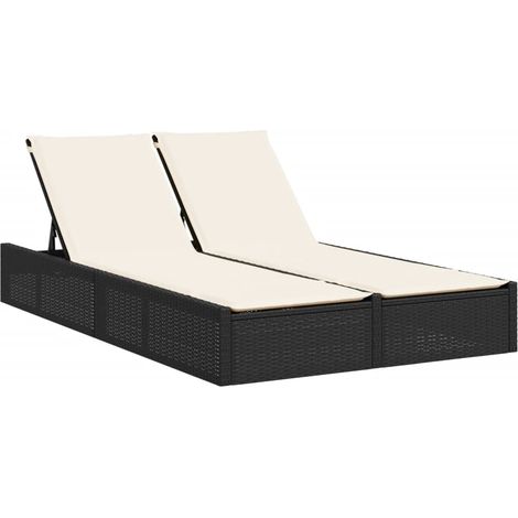 Maison Exclusive - Lettino Prendisole Doppio con Cuscini Nero in Polyrattan