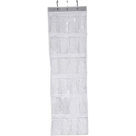 hanging storage organiser with 24 pockets for shoes, hanging storage bag, shoe storage, white (1/5)